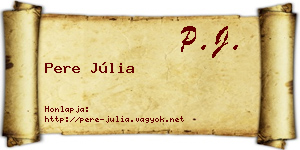 Pere Júlia névjegykártya
