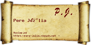 Pere Júlia névjegykártya